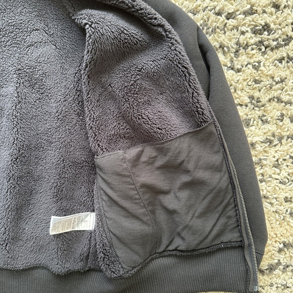 GAP Men’s Sweatshirt Feeling/Material Fleece Inside Bomber Jacket - Black, Large - Picture 7 of 7